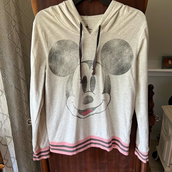 Disney Parks MICKEY MOUSE women’s medium Gray Hooded Hoodie Sweatshirt - Picture 1 of 9